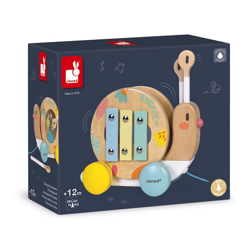 Janod - Wooden snail with a xylophone PURE