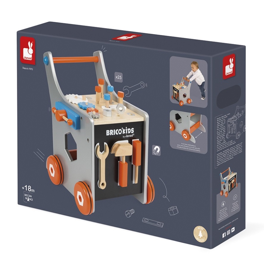 Janod - Wooden walker with tools BRICOKIDS