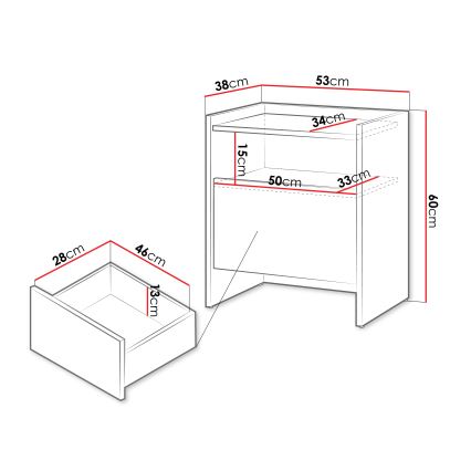 JAPANDI Bedside Table 60 x 53 cm, Baltic Storm Oak