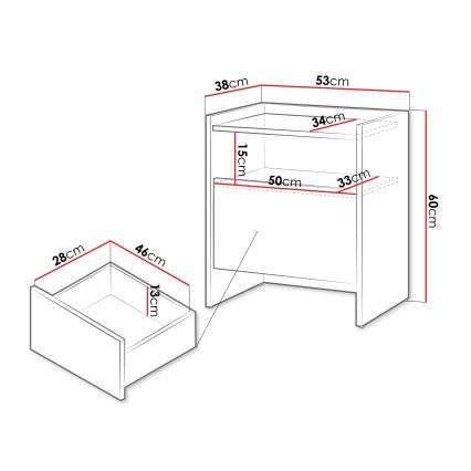 JAPANDI nightstand 53x60 cm Cremona oak