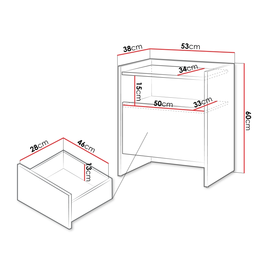 JAPANDI Nightstand 60x53 cm Cremona Oak