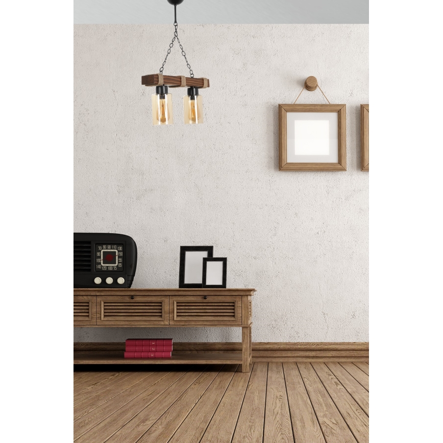 JASMIN Chain Pendant Light 2xE27/40W/230V Brown/Beige