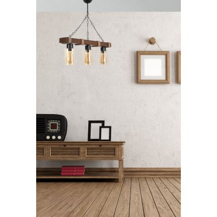 JASMIN Chain Pendant Light 3xE27/40W/230V Brown/Beige