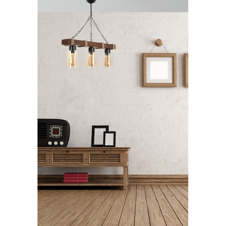 JASMIN Chain Pendant Light 3xE27/40W/230V Brown/Beige