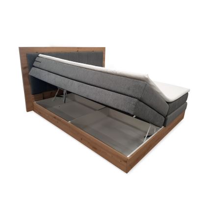 JASMINE boxspring bed with mattresses and topper with storage 180x200 cm grey
