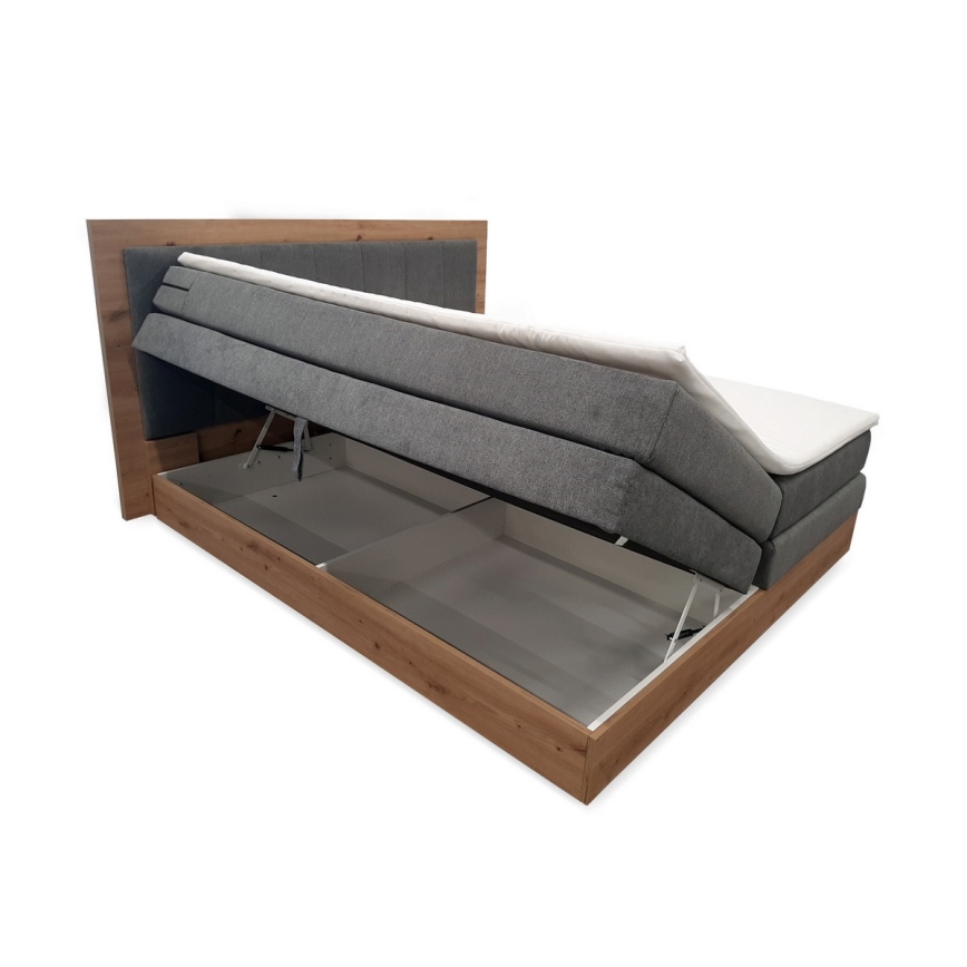 JASMINE boxspring bed with mattresses and topper with storage 180x200 cm grey