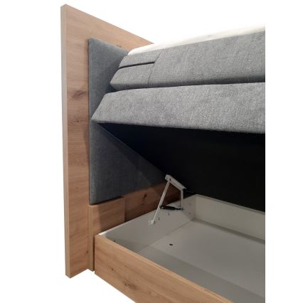 JASMINE boxspring bed with mattresses and topper with storage 180x200 cm grey