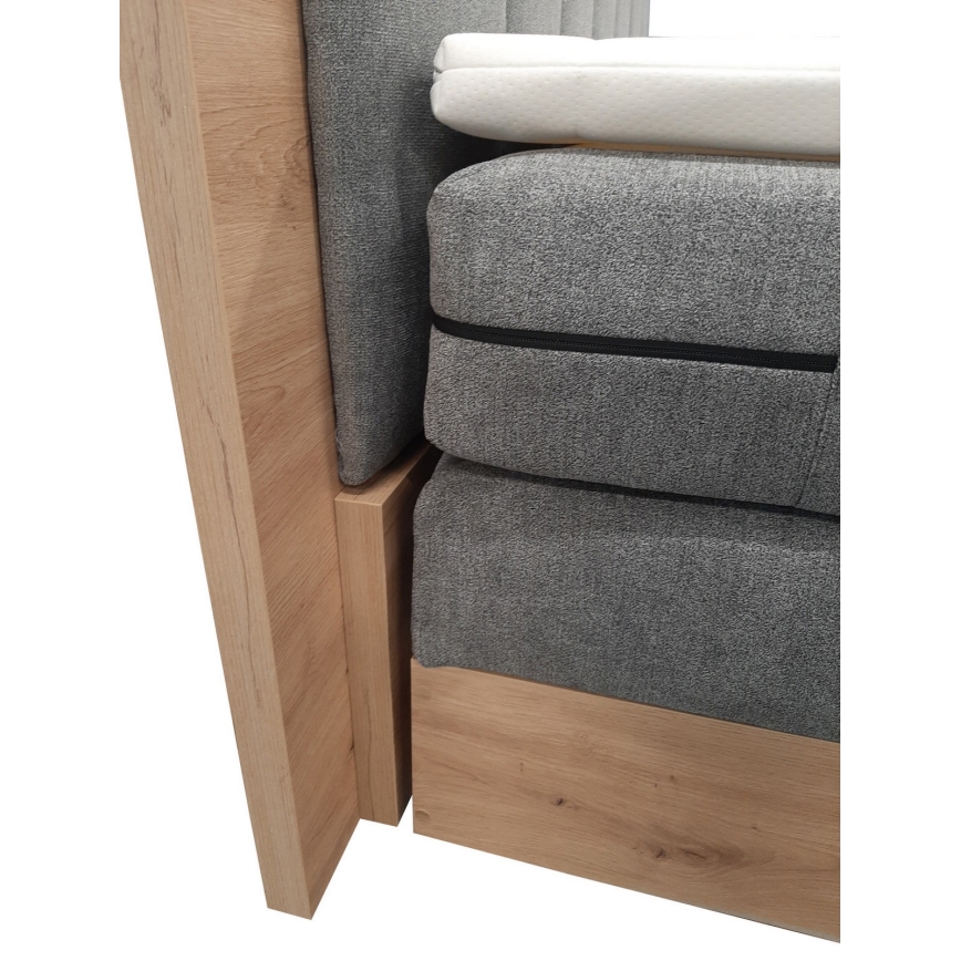 JASMINE boxspring bed with mattresses and topper with storage 180x200 cm grey