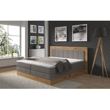 JASMINE boxspring bed with mattresses and topper with storage 180x200 cm grey