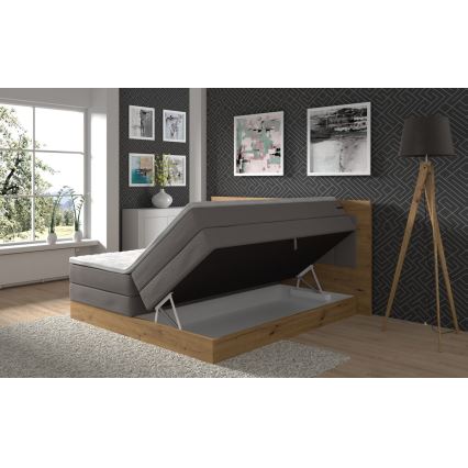 JASMINE boxspring bed with mattresses and topper with storage 180x200 cm grey