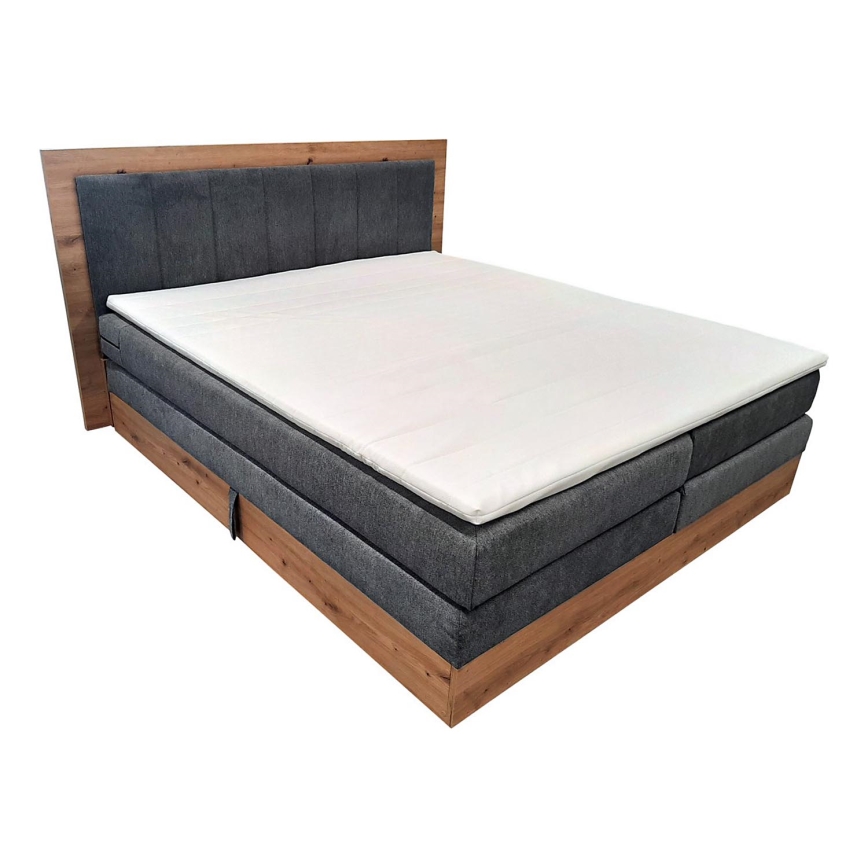 JASMINE boxspring bed with mattresses and topper with storage 180x200 cm grey