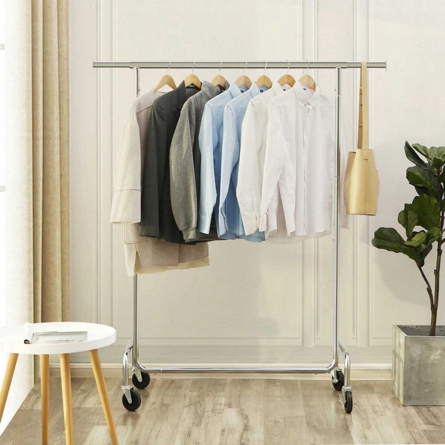 JEAN Mobile freestanding coat rack 110/150x160x45 cm, silver