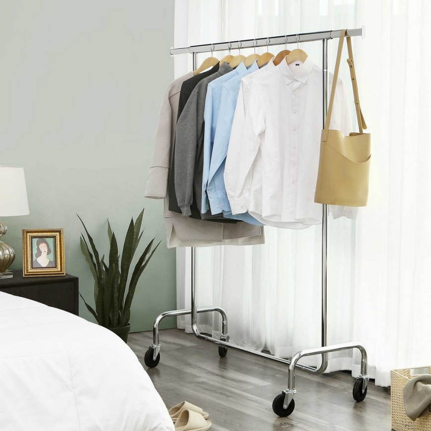 JEAN Mobile freestanding coat rack 110/150x160x45 cm, silver
