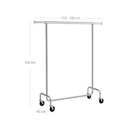 JEAN Mobile freestanding coat rack 110/150x160x45 cm, silver