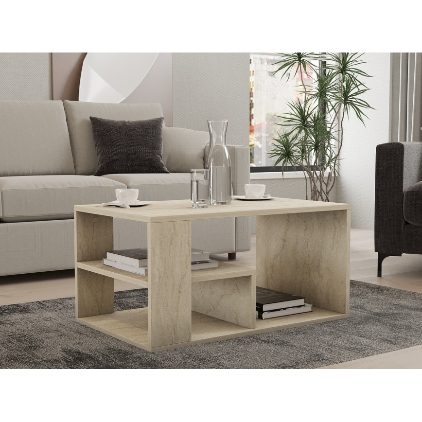 JELIO Coffee Table, Beige Marble Effect