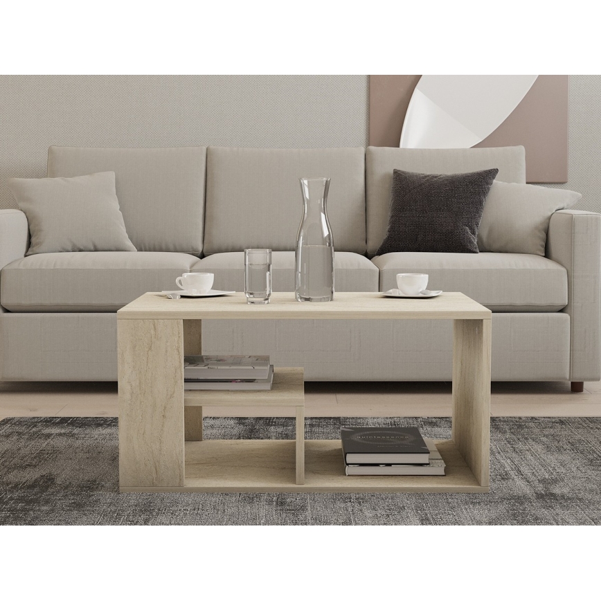 JELIO Coffee Table, Beige Marble Effect