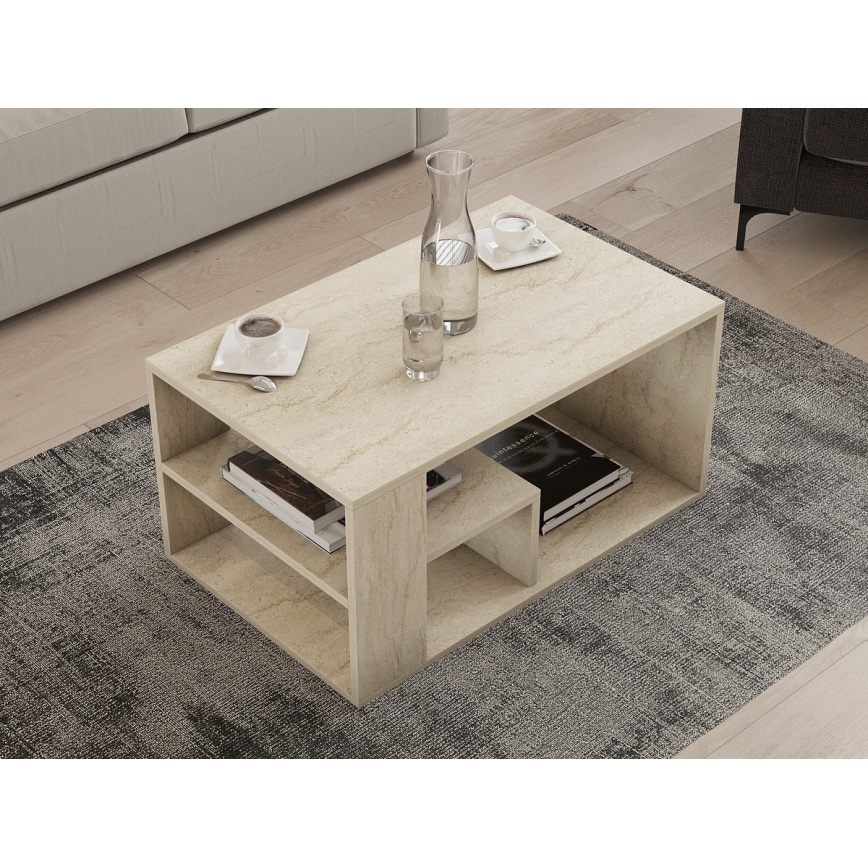 JELIO Coffee Table, Beige Marble Effect