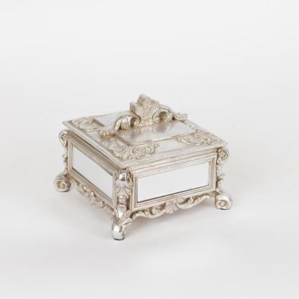 Jewelry box 10,3x13,5x13,5 cm silver/patina