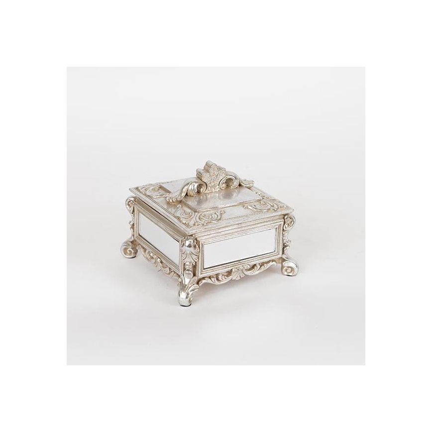 Jewelry box 10,3x13,5x13,5 cm silver/patina