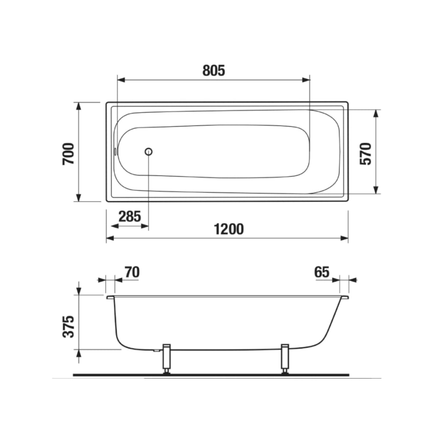 JIKA H2340200000001 - RIGA Bathtub 120x70 steel/white