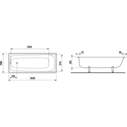 JIKA H2340600000001 - RIGA Bathtub 160x70 steel/white