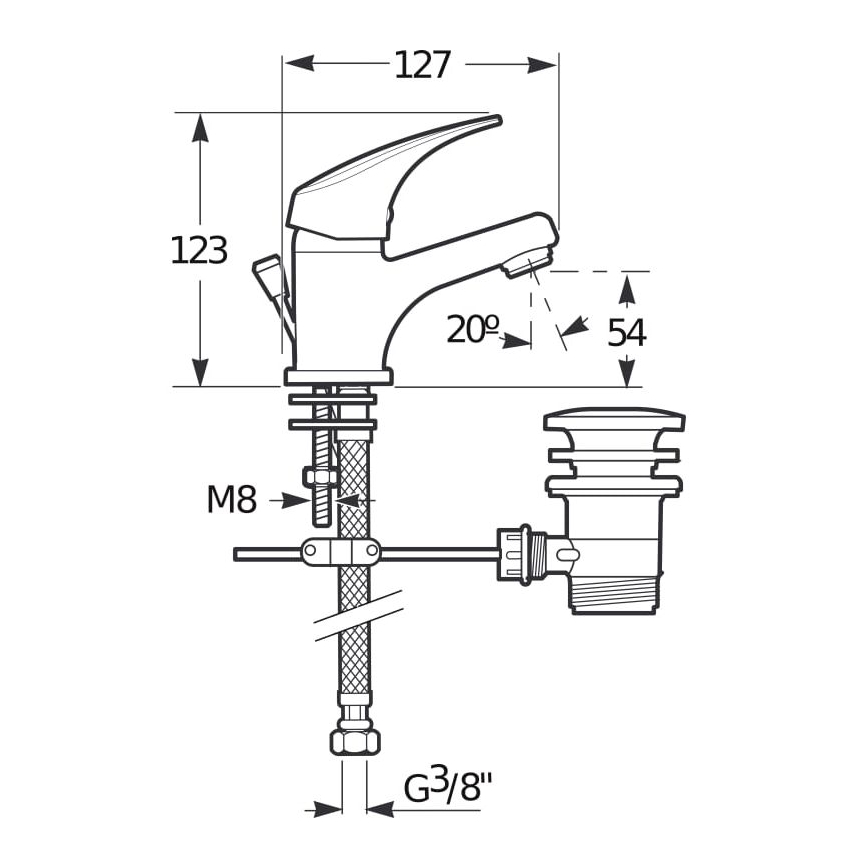 JIKA H3111N10041111 - Basin tap + waste with overflow TALAS 12,3 cm shiny chrome
