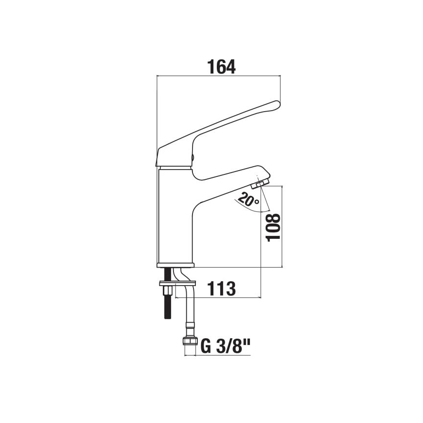 JIKA H3111W10045101 - Basin tap with medical lever CUBE 16,4 cm shiny chrome