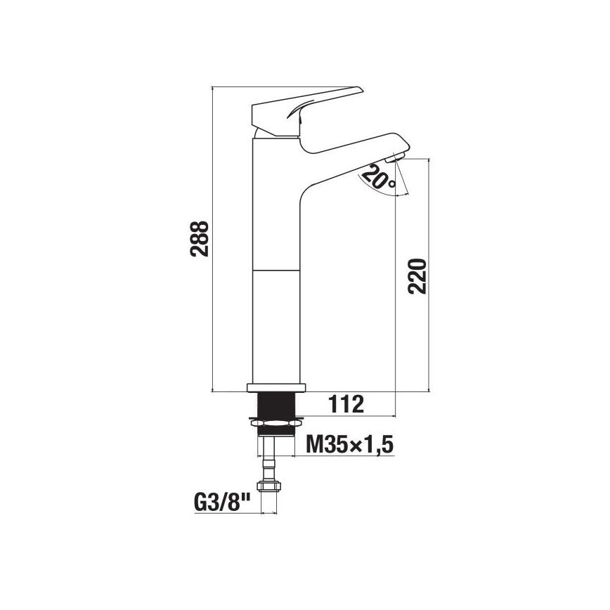 JIKA H3111W80041201 - Basin tap CUBE 28,8 cm shiny chrome