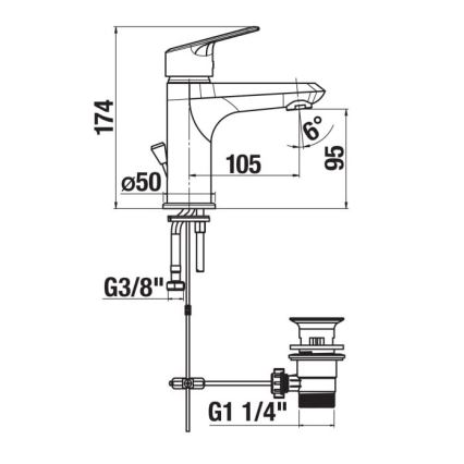 JIKA H3112E10041111 - Basin tap + waste without overflow TALAS 17,4 cm shiny chrome