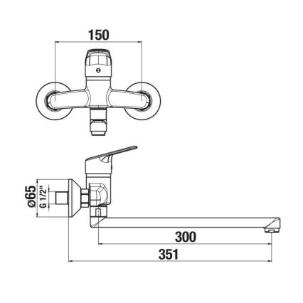 JIKA H3112E70042401 - Basin tap TALAS 15x35,1 cm shiny chrome