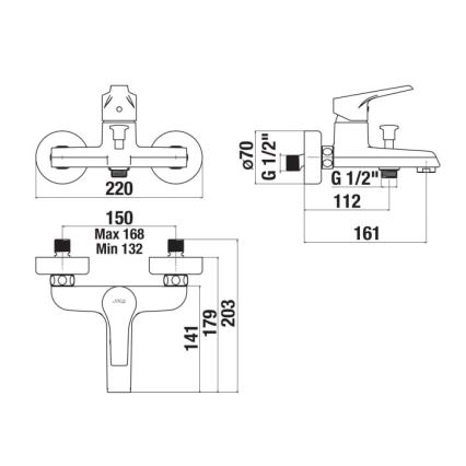JIKA H3211W70044001 - Bath tap CUBE shiny chrome