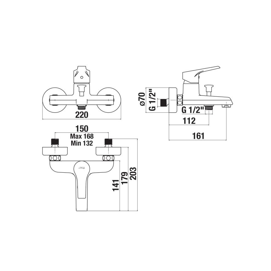 JIKA H3211W70044001 - Bath tap CUBE shiny chrome