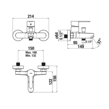 JIKA H3211Z70044001 - Bath tap LYRA shiny chrome