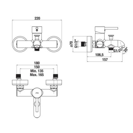 JIKA H3212F70044001 - Bath tap MIO shiny chrome