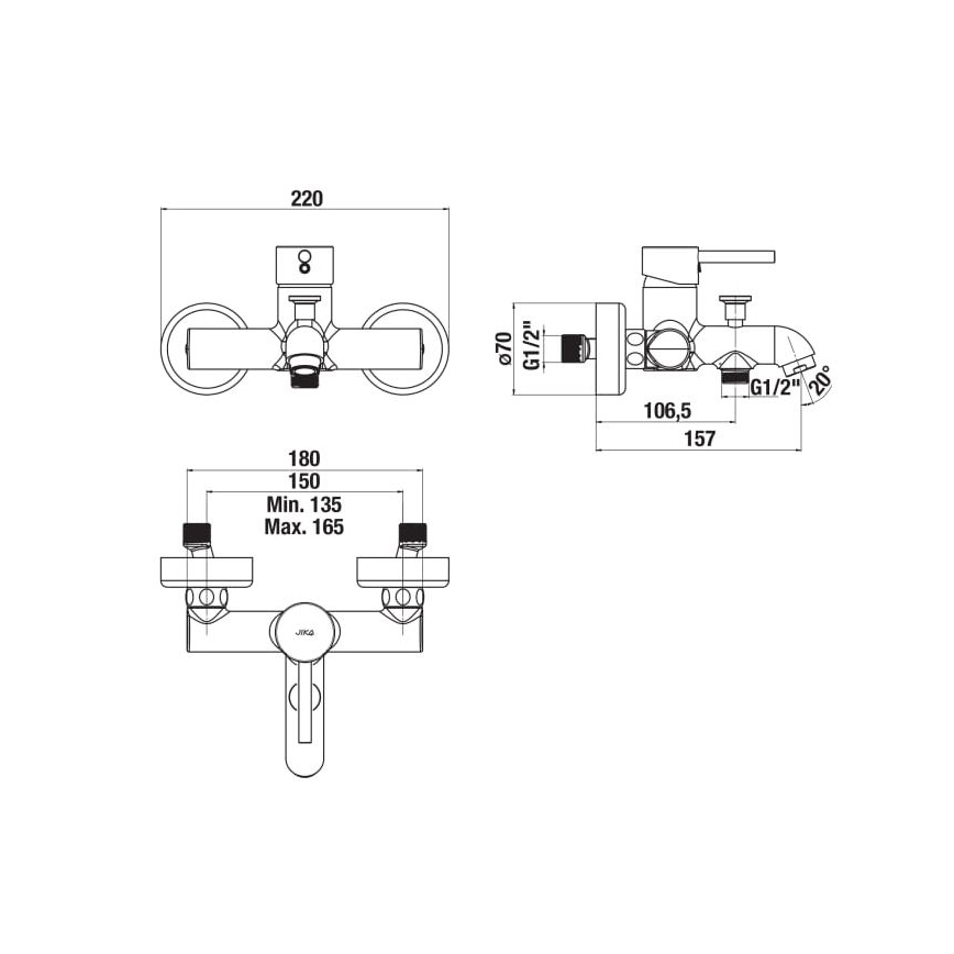 JIKA H3212F70044001 - Bath tap MIO shiny chrome
