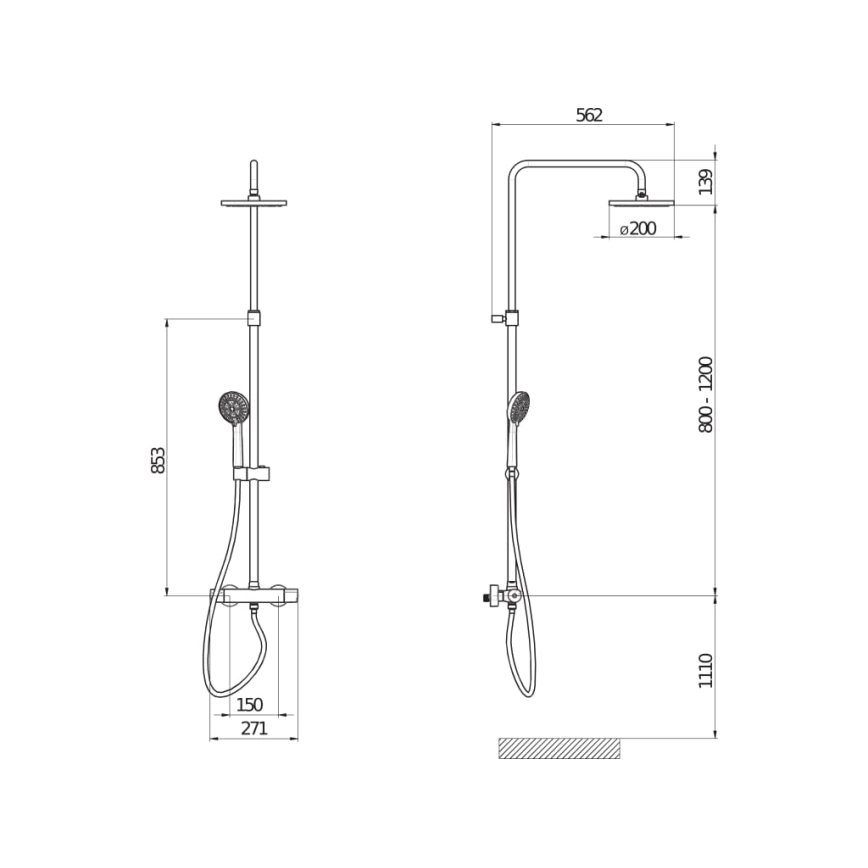 JIKA H3337170045711 - Shower set with thermostatic tap MIO shiny chrome