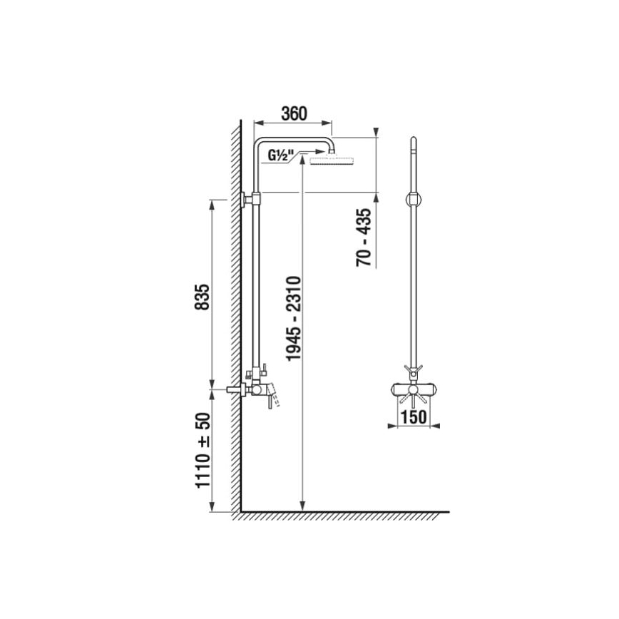 JIKA H3352770040001 - Shower set with tap LYRA shiny chrome