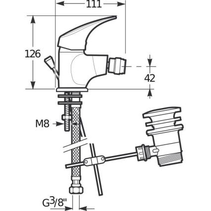 JIKA H3411N10041111 - Bidet tap + waste without overflow TALAS 12,6 cm shiny chrome