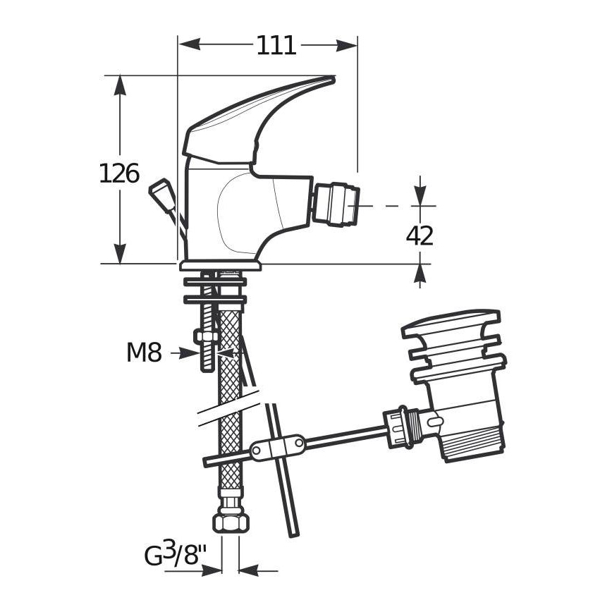 JIKA H3411N10041111 - Bidet tap + waste without overflow TALAS 12,6 cm shiny chrome