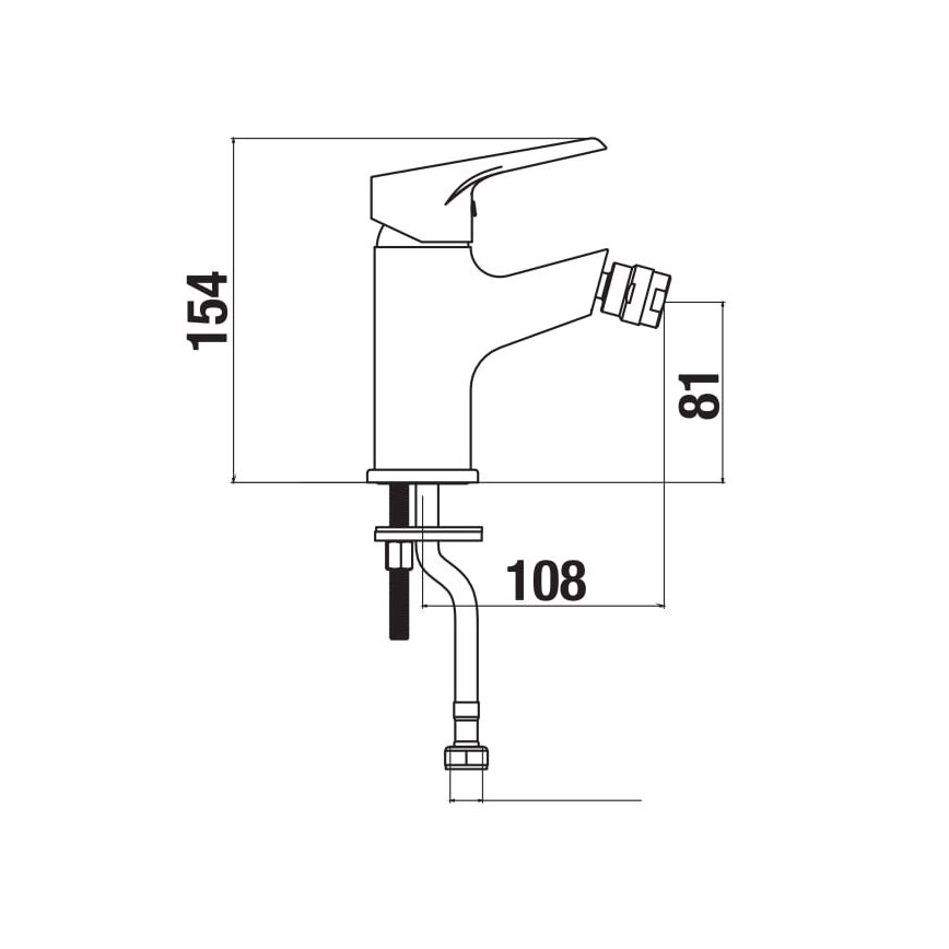 JIKA H3411W10041101 - Bidet tap CUBE 15,4 cm shiny chrome
