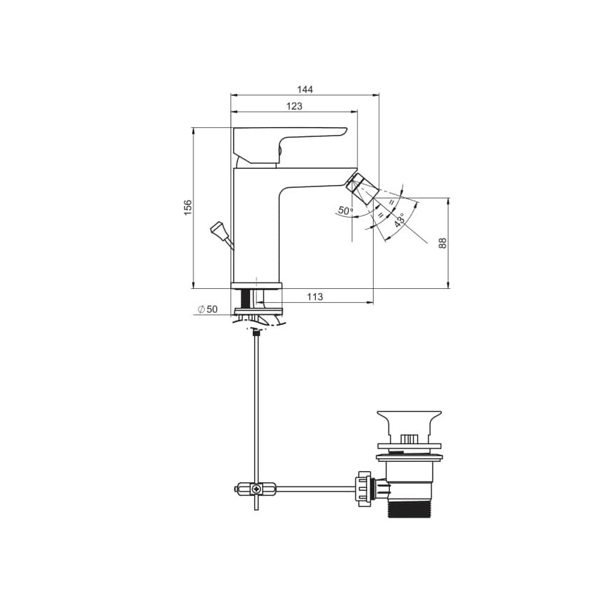 JIKA H3412H10041101 - Bidet tap PONTA 15,6 cm shiny chrome