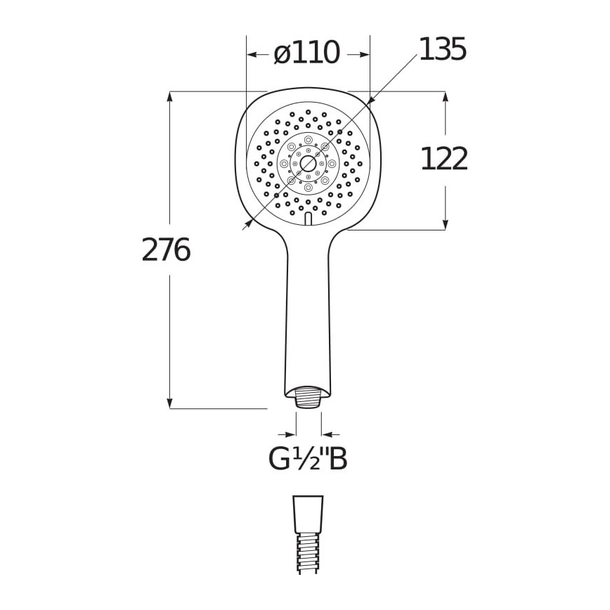 JIKA H3611X30044711 - Handheld shower CUBITO shiny chrome