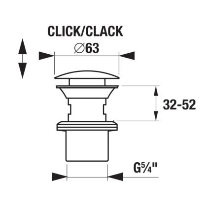 JIKA H3917100040001 - Washbasin CLICK-CLACK pop-up waste Ø 6.3 cm, polished chrome