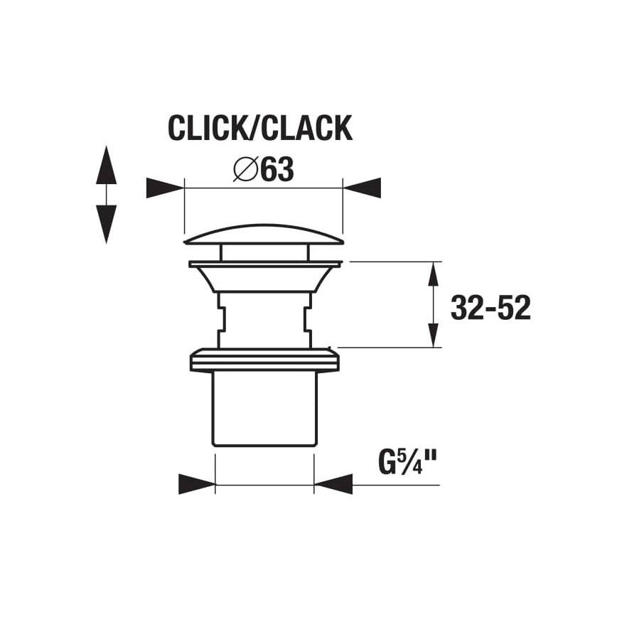 JIKA H3917100040001 - Washbasin CLICK-CLACK pop-up waste Ø 6.3 cm, polished chrome