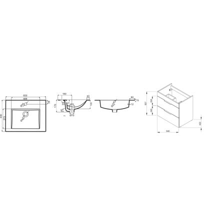 JIKA H4536021763001 - Bathroom cabinet with a basin CUBE 60,7x65 cm white