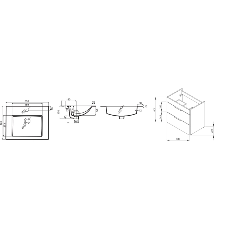 JIKA H4536021763001 - Bathroom cabinet with a basin CUBE 60,7x65 cm white