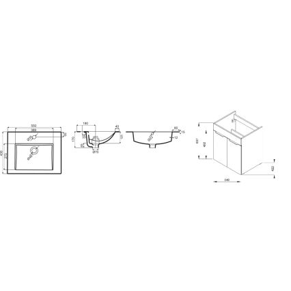 JIKA H4536121765141 - CUBE 60.7 x 55 cm bathroom vanity unit with integrated basin, ash finish