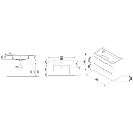 JIKA H4537621763001 - CUBE 80 cm White Bathroom Vanity Unit with Basin