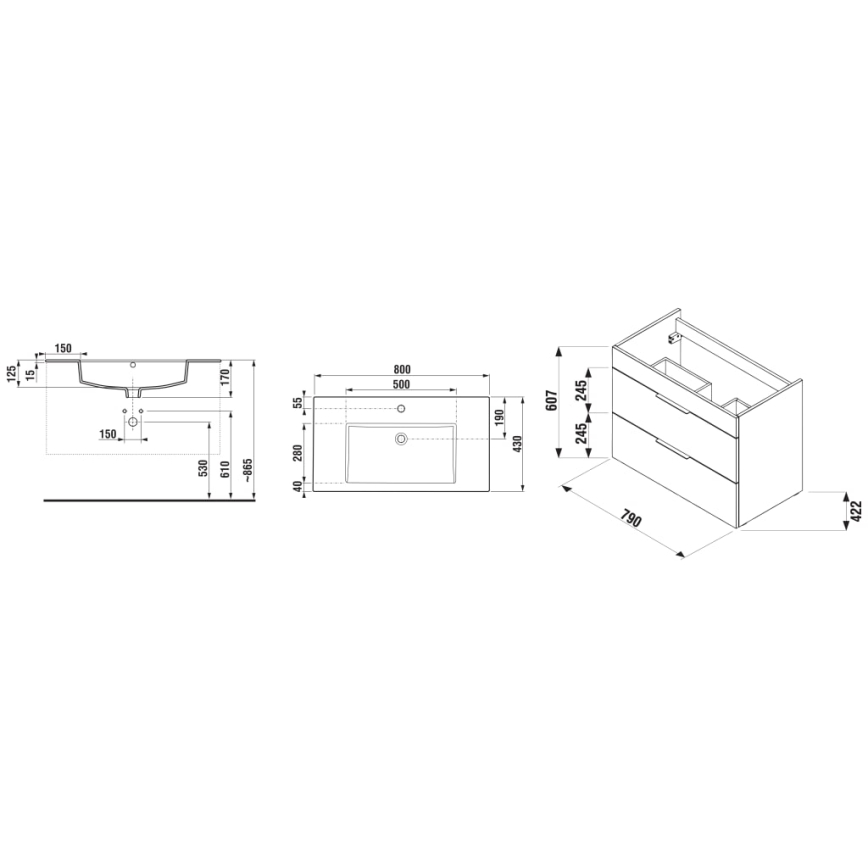 JIKA H4537621763001 - CUBE 80 cm White Bathroom Vanity Unit with Basin