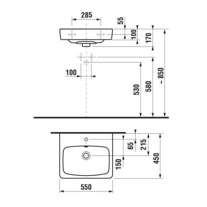 JIKA H8103810001041 - Wall-hung basin LYRA 55x45 cm ceramics/white